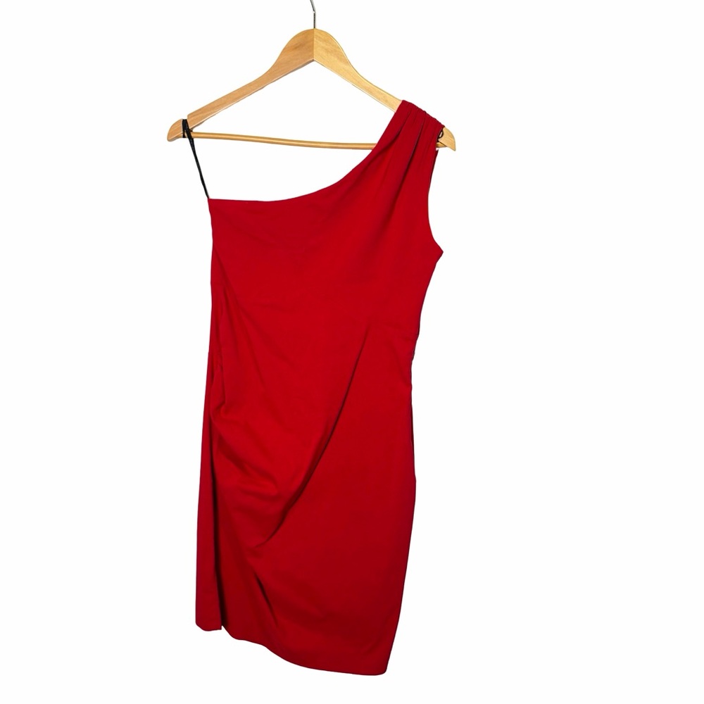 Fever London One-shoulder Ruched Sheath Dress in Red, US 6-8